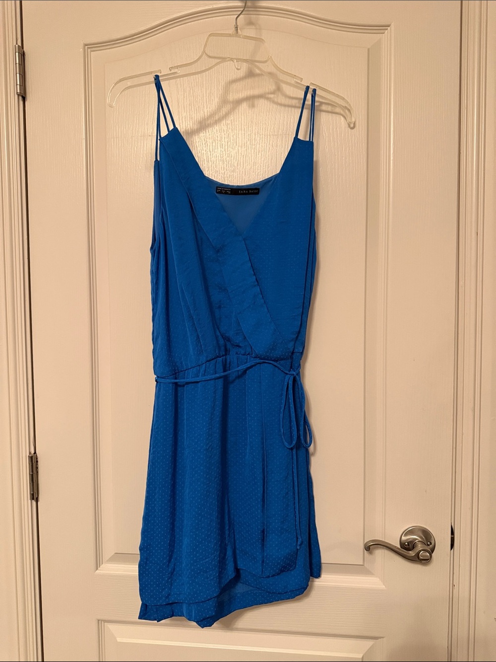 Zara Royal Blue Textured V-Neck Dress
